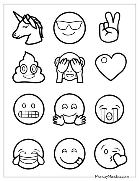 Emoji Coloring Pages (Free PDF Printables)